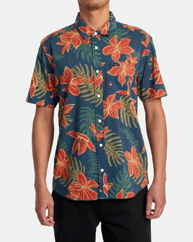 Big Discounts Wild Hibiscus Short Sleeve Shirt - Duck Blue