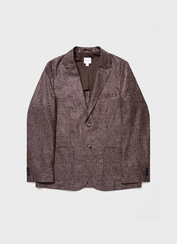 Steals and Deals Men's Silk Linen Wool Blazer in Dark Sand