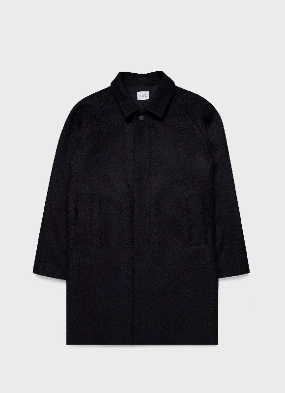 Referral Discount Men's Boiled Wool Car Coat in Navy