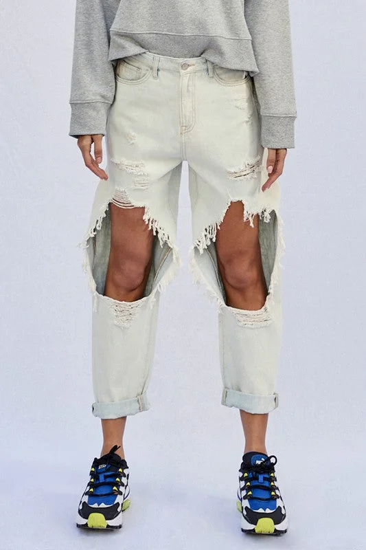Stock Up High Rise Destroyed Slouch Jeans