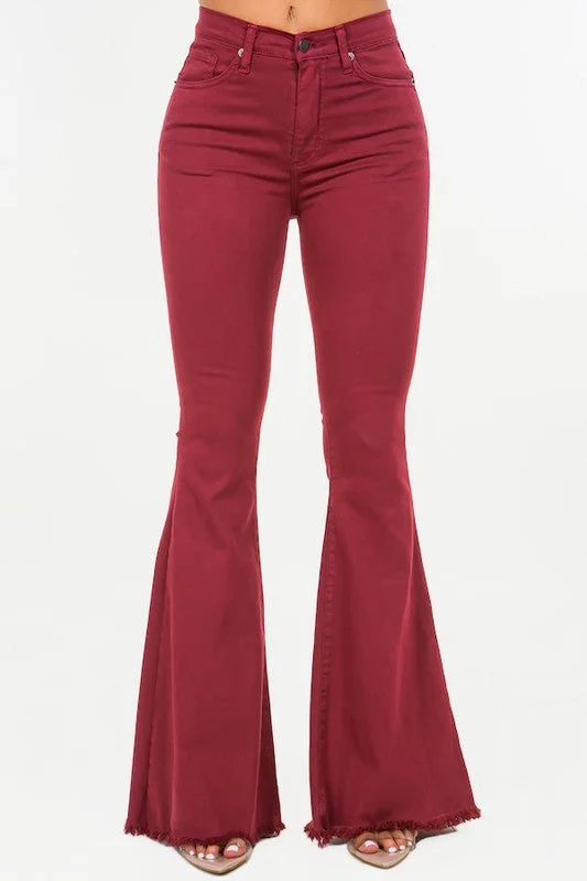 While Supplies Last Bell Bottom Jean in Wine