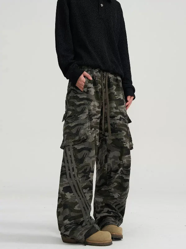Year-End Sale Side Striped Camouflage Cargo Pants