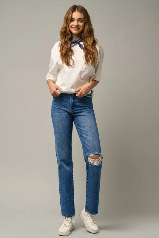 Super Discount High Rise Straight Jeans