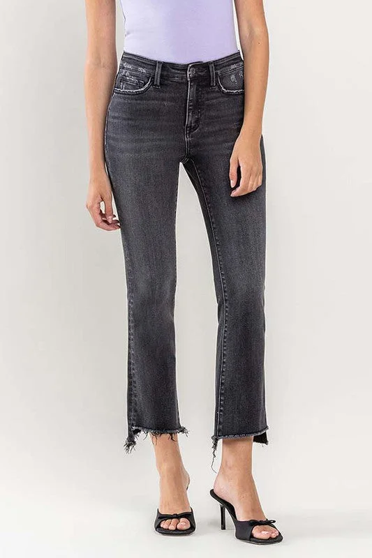 Weekend Deals That Sizzle High Rise Raw Step Hem Crop Flare Jeans