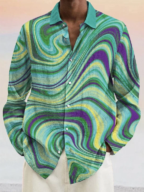 Blowout Sale Abstract Graphic Cotton Linen Shirt
