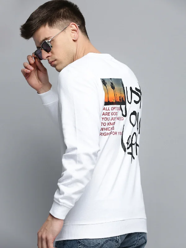 Special Offer Men White Solid Casual Sweatshirt