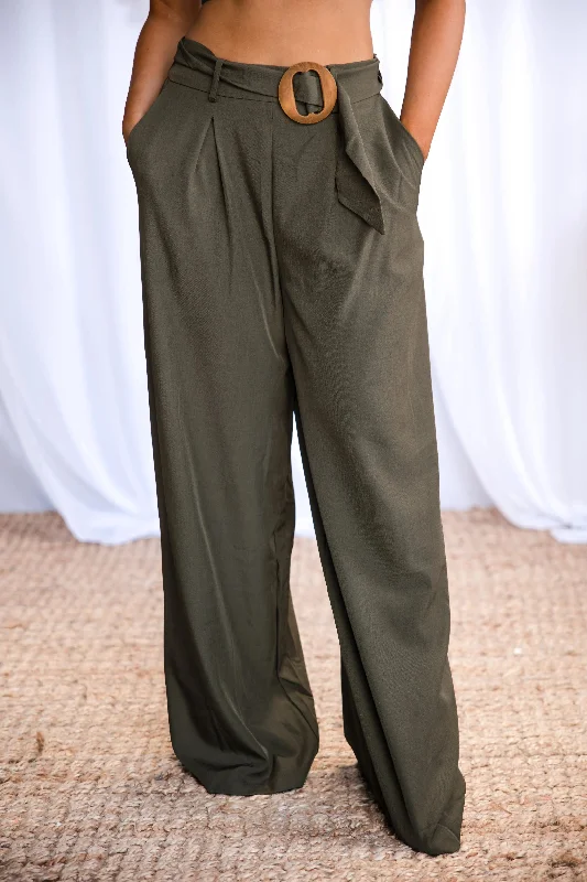Weekend Discounts to Indulge In Olive You - Belted Wide Leg Pants