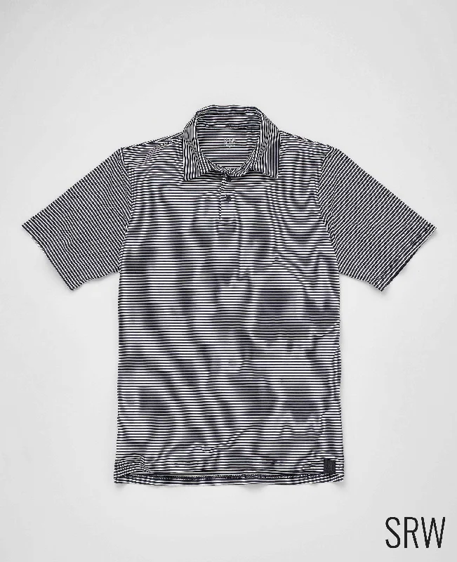 Weekend Savings Sensation Navy White Stripe Short Sleeve Active Polo Shirt