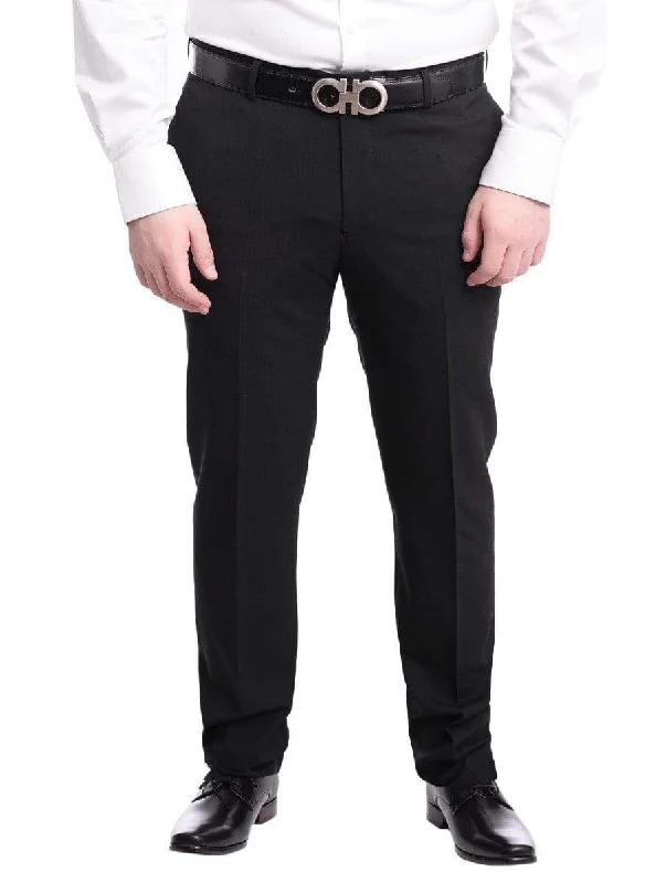 Bargain Bin Napoli Slim Fit Black Textured Wool Dress Pants