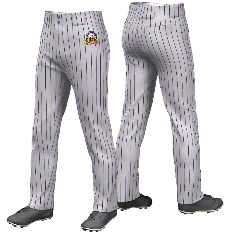 Reduced Rates Custom Gray Purple Pinstripe Fit Stretch Practice Loose-fit Baseball Pants Reduced Rates Custom Gray Purple Pinstripe Fit Stretch Practice Loose-fit Baseball Pants