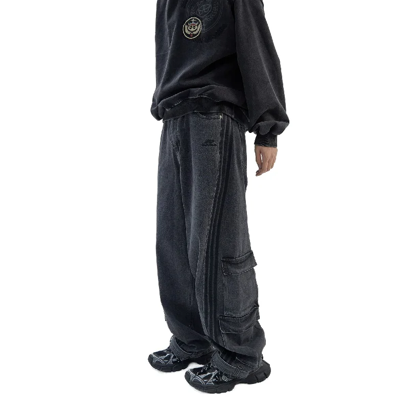 Act Now Strapped Ends Striped Jeans