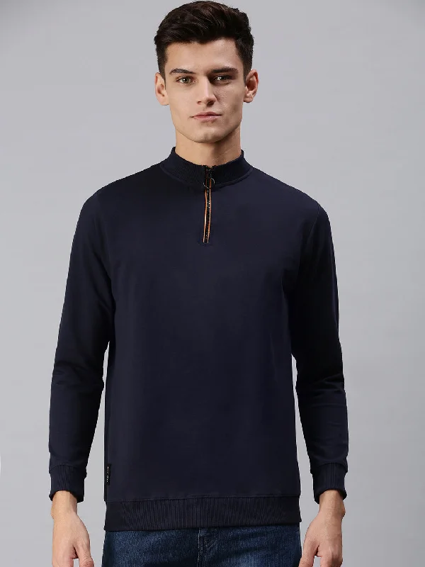 Lowest Rates Men Solid Blue Sweatshirt