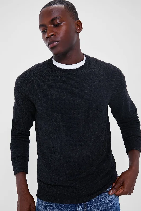 Deal Frenzy Heathered Black Twill Legend Sweater Crew