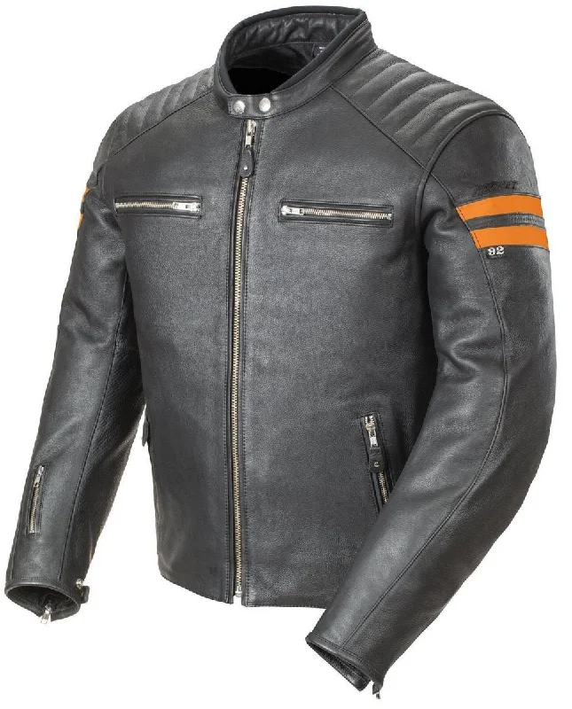 Last Chance Joe Rocket 'Classic 92' Mens Black and Orange Leather Motorcycle Jacket