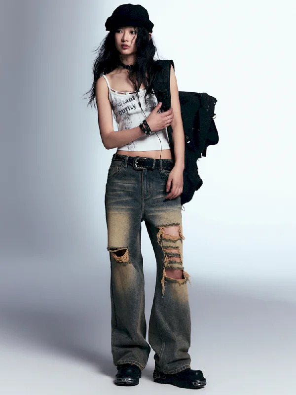 Buy Now Raw edge loose straight jeans [s0000008207]