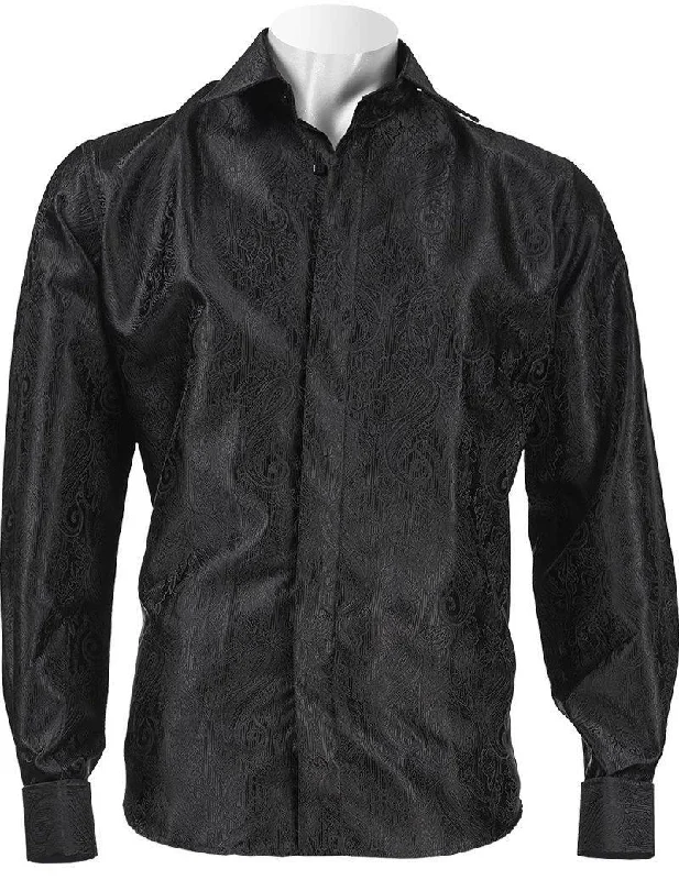 Online Exclusive Long Sleeve Black Paisley Jacquard Shirt