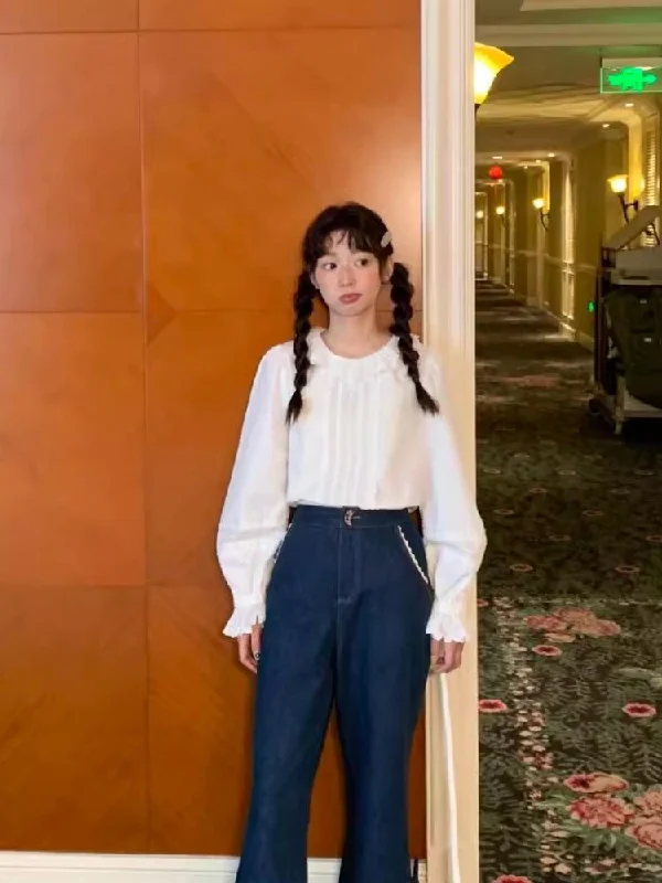 Price Drop Alert French retro high-waisted straight through pants【s0000007472】
