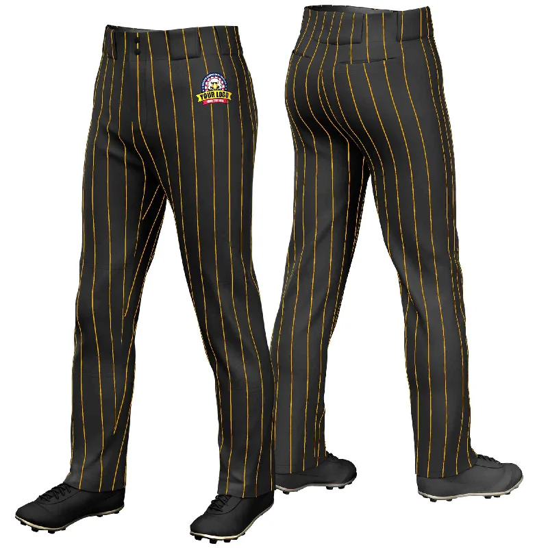 Exclusive Deal Custom Black Yellow Pinstripe Fit Stretch Practice Loose-fit Baseball Pants Exclusive Deal Custom Black Yellow Pinstripe Fit Stretch Practice Loose-fit Baseball Pants