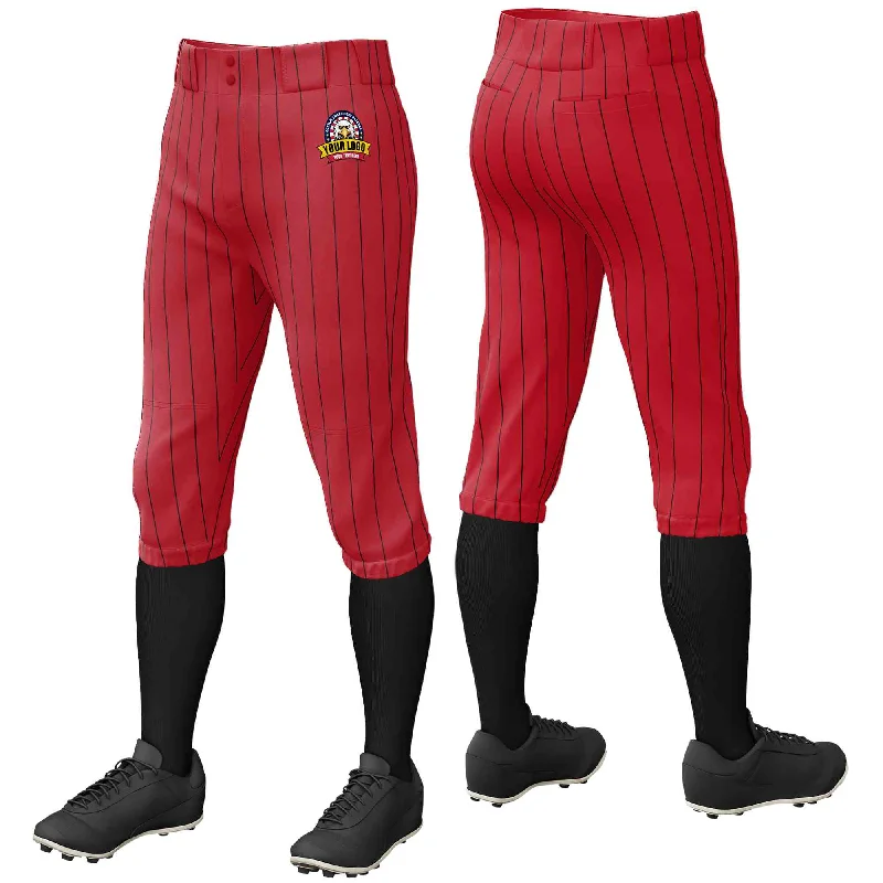 Best Seller Custom Red Black Pinstripe Fit Stretch Practice Knickers Baseball Pants