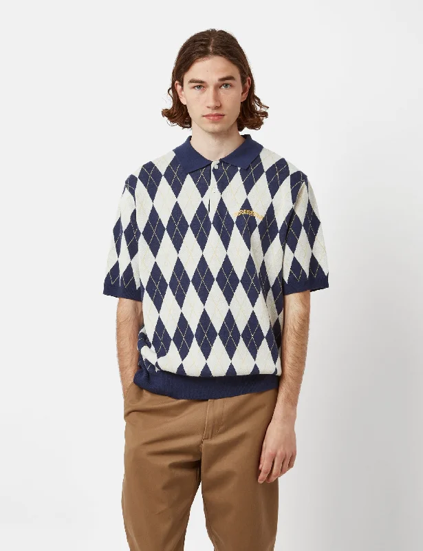 Weekend Savings Extravaganza Thisisneverthat Argyle Knitted Polo - Navy Blue