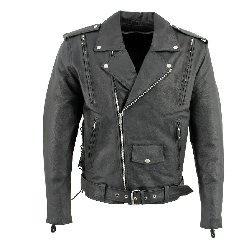 Huge Savings Men's XS403 Black Classic Vented Biker Jacket with Side Laces