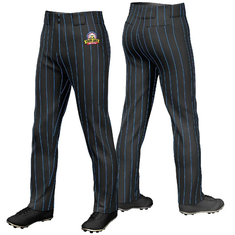 Final Clearance Custom Black Powder Blue Pinstripe Fit Stretch Practice Loose-fit Baseball Pants Final Clearance Custom Black Powder Blue Pinstripe Fit Stretch Practice Loose-fit Baseball Pants