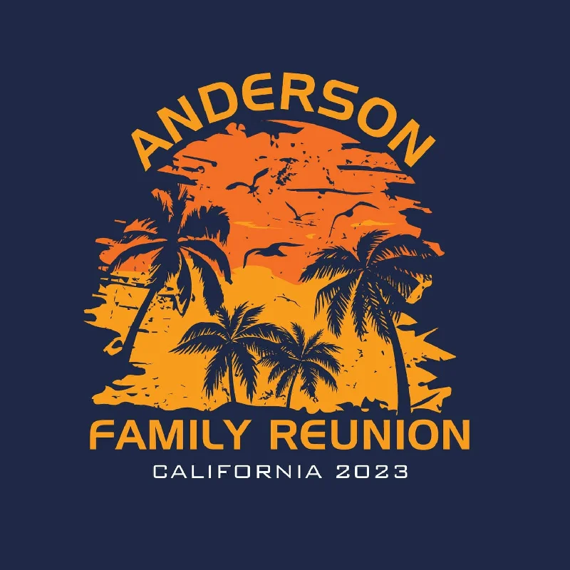 Weekend Extravaganza: Shop Now Palm Sunset Family Reunion T-Shirt Design R3-6