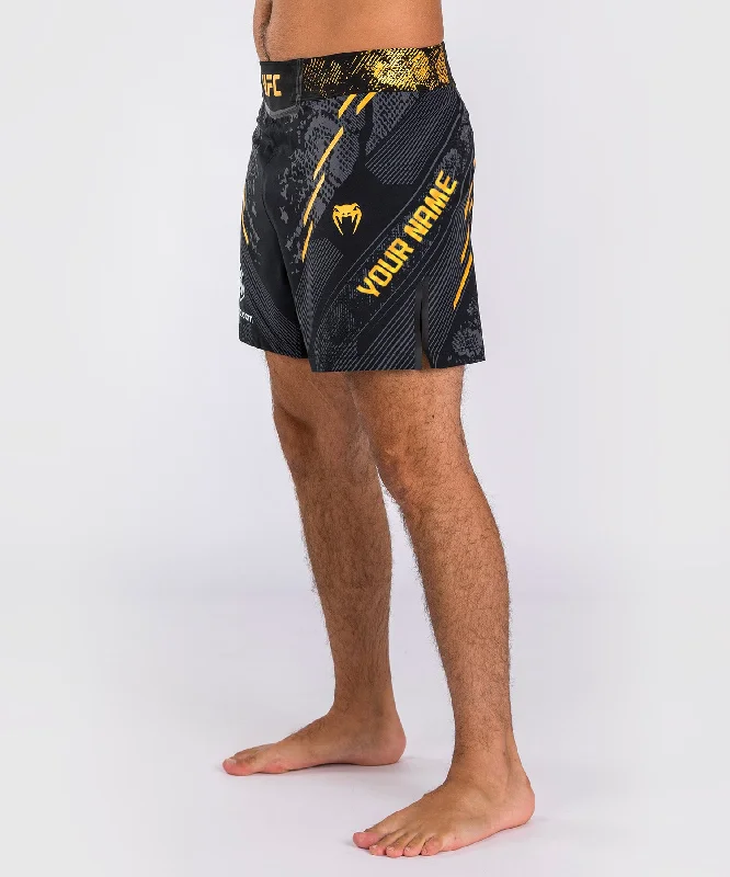 Limited Offer UFC Adrenaline by Venum Personalized Authentic Fight Night Men's Fight Short - Short Fit - Black/Gold Limited Offer UFC Adrenaline by Venum Personalized Authentic Fight Night Men's Fight Short - Short Fit - Black/Gold