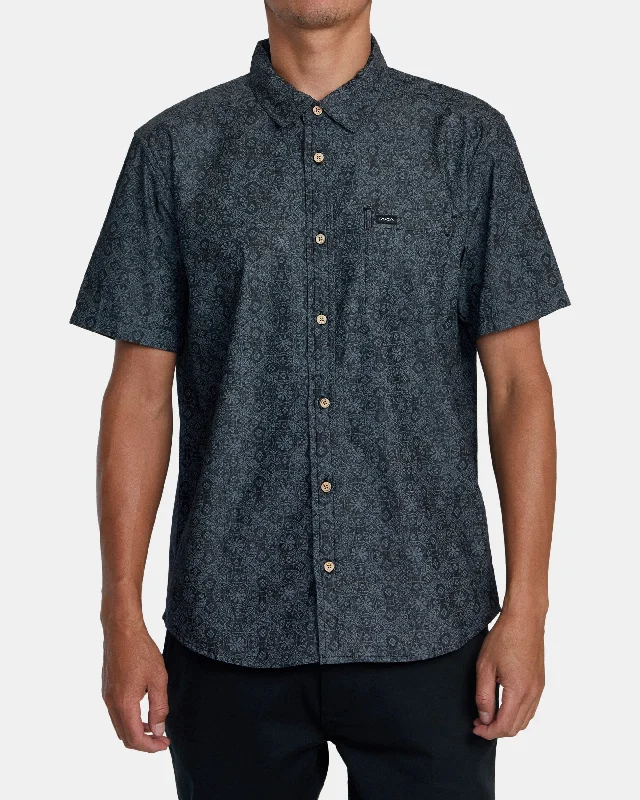 Weekend Specials Just for You Frame Chambray Short Sleeve Shirt - Washed Black
