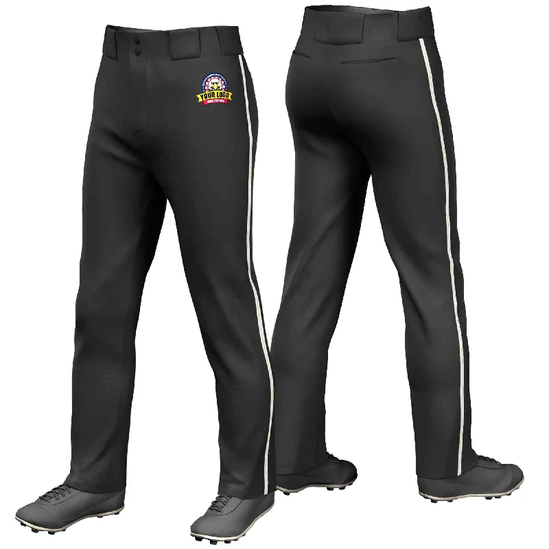 Shop the Weekend Away Custom Black Cream Classic Fit Stretch Practice Loose-fit Baseball Pants Shop the Weekend Away Custom Black Cream Classic Fit Stretch Practice Loose-fit Baseball Pants
