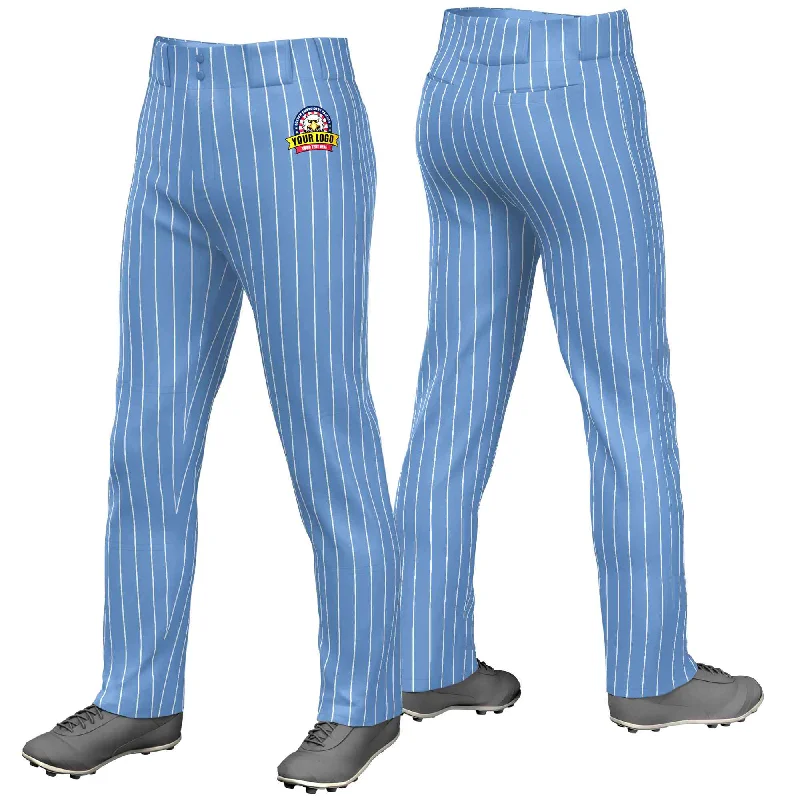Great Deals Custom Light Blue White Pinstripe Fit Stretch Practice Loose-fit Baseball Pants Great Deals Custom Light Blue White Pinstripe Fit Stretch Practice Loose-fit Baseball Pants