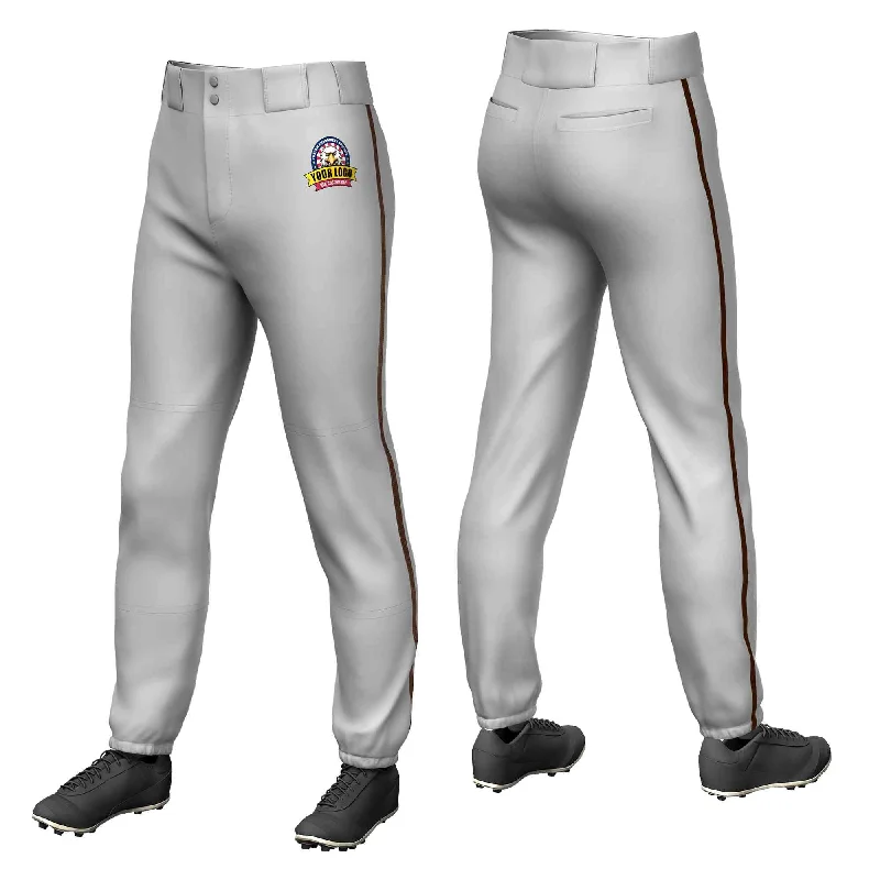 Bonus Savings Custom Gray Brown Classic Fit Stretch Practice Pull-up Baseball Pants