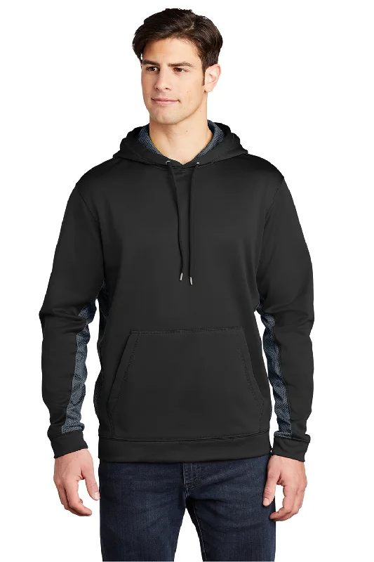 Online Exclusive Sport-Tek Mens Sport-Wick CamoHex Moisture Wicking Fleece Hooded Sweatshirt Hoodie w/ Pouch Pocket - Black/Dark Smoke Grey Online Exclusive Sport-Tek Mens Sport-Wick CamoHex Moisture Wicking Fleece Hooded Sweatshirt Hoodie w/ Pouch Pocket - Black/Dark Smoke Grey