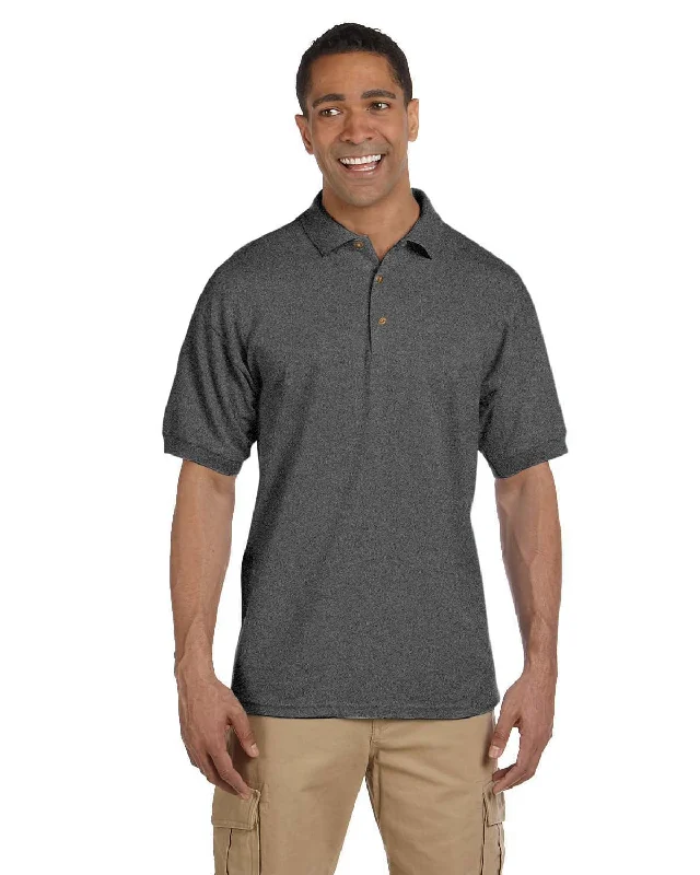 Overstock Gildan Heavyweight Cotton Pique Polo Shirt | Dark Heather