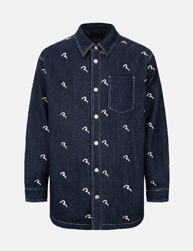 The Best Deal Allover Seagull Embroidery Padded Shirt Jacket