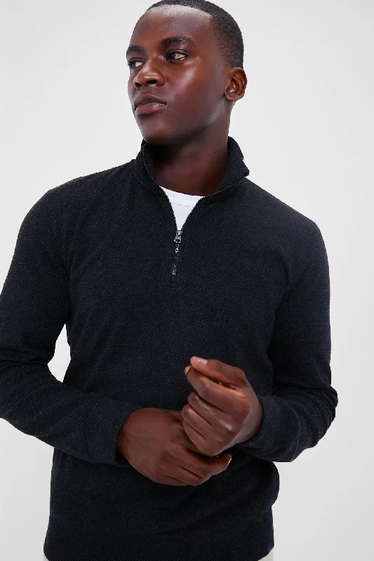 Mega Deal Heathered Black Twill Legend Sweater Quarter Zip