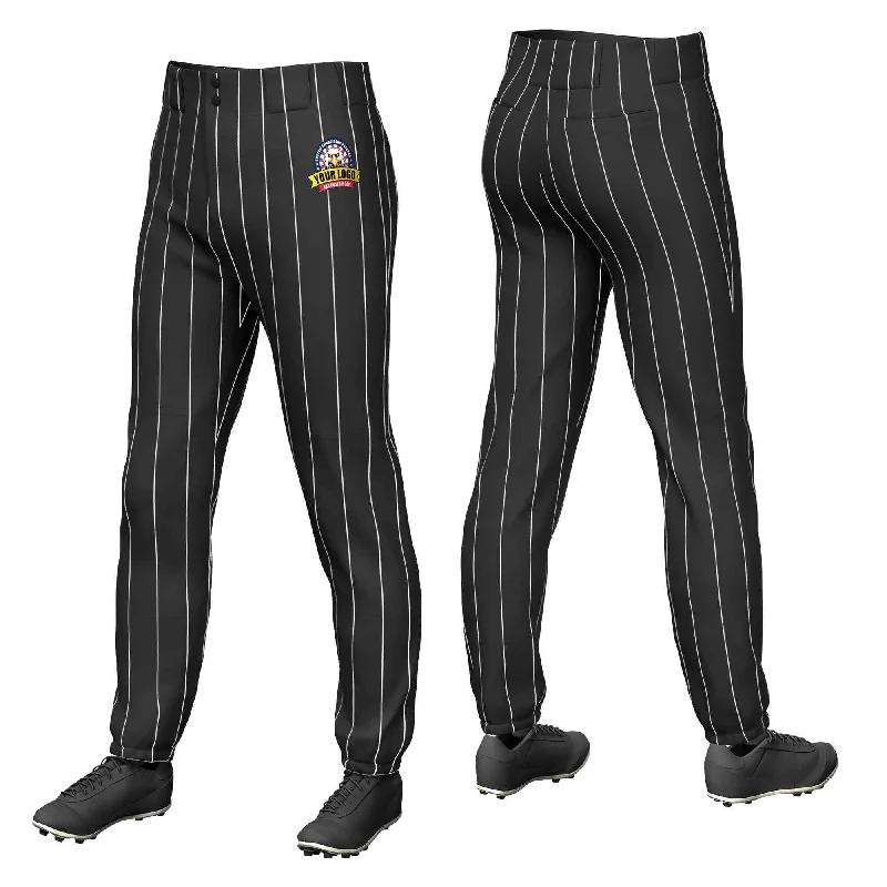 Weekend Bargains to Grab Custom Black White Pinstripe Fit Stretch Practice Pull-up Baseball Pants Weekend Bargains to Grab Custom Black White Pinstripe Fit Stretch Practice Pull-up Baseball Pants