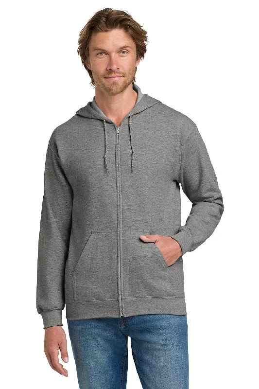 Don't Miss Out Gildan Mens Pill Resistant Full Zip Hooded Sweatshirt Hoodie w/ Pockets - Heather Graphite Grey