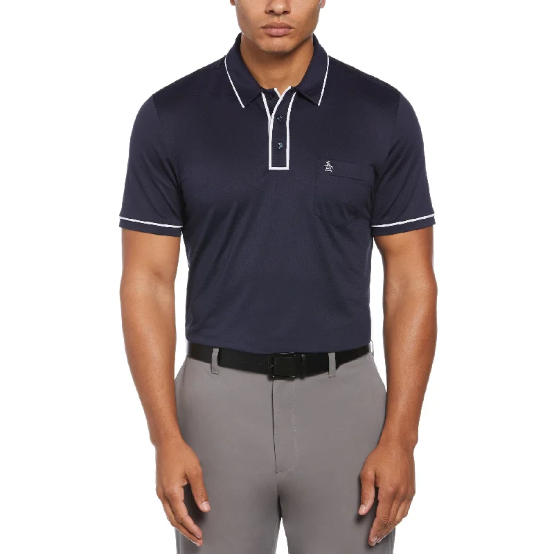 Now or Never Technical Earl Short Sleeve Golf Polo Shirt In Black Iris