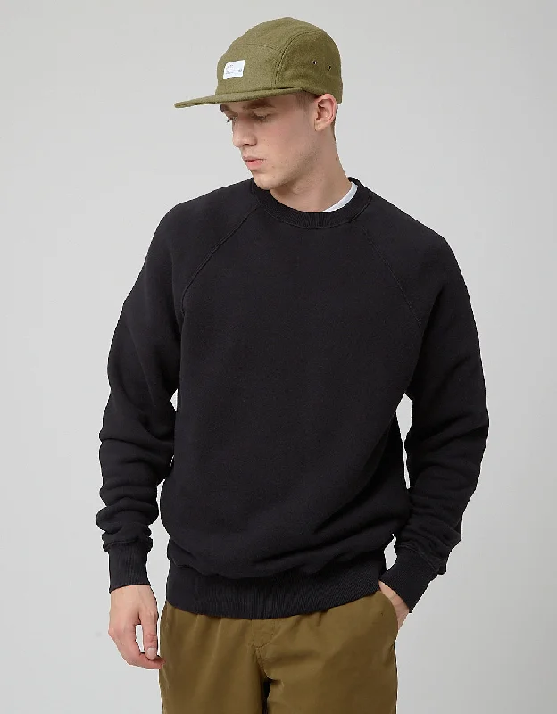 Final Clearance Bhode Raglan Crew Sweatshirt (Loopback) - Black