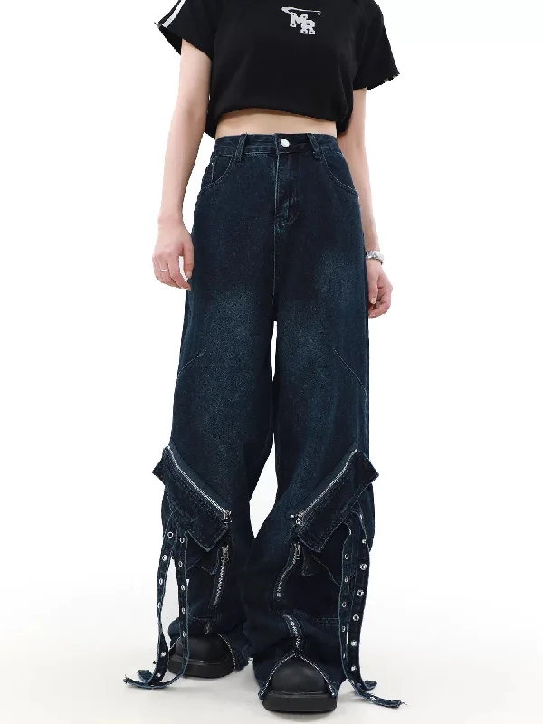 Massive Deals Strapped Tilted Pocket Jeans