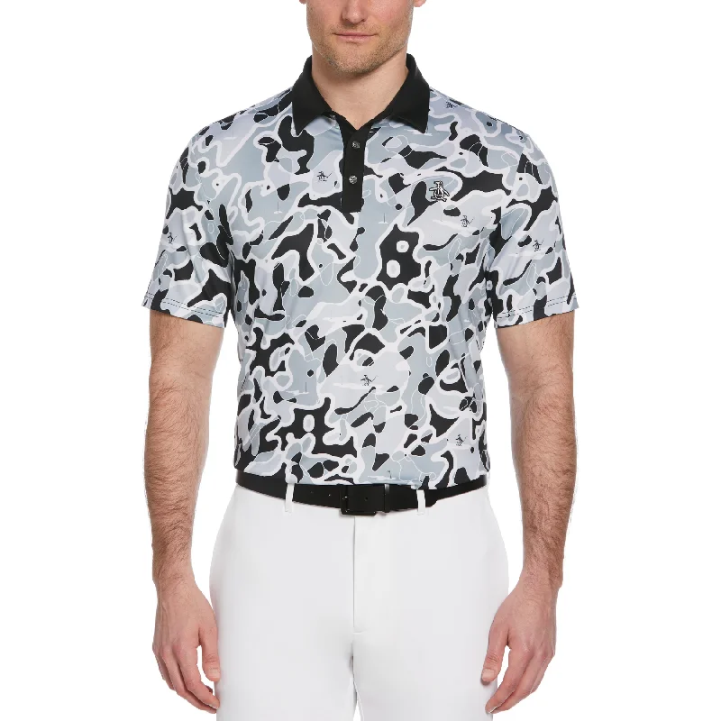 Year-End Deals Bunker Print Golf Polo Shirt In Caviar