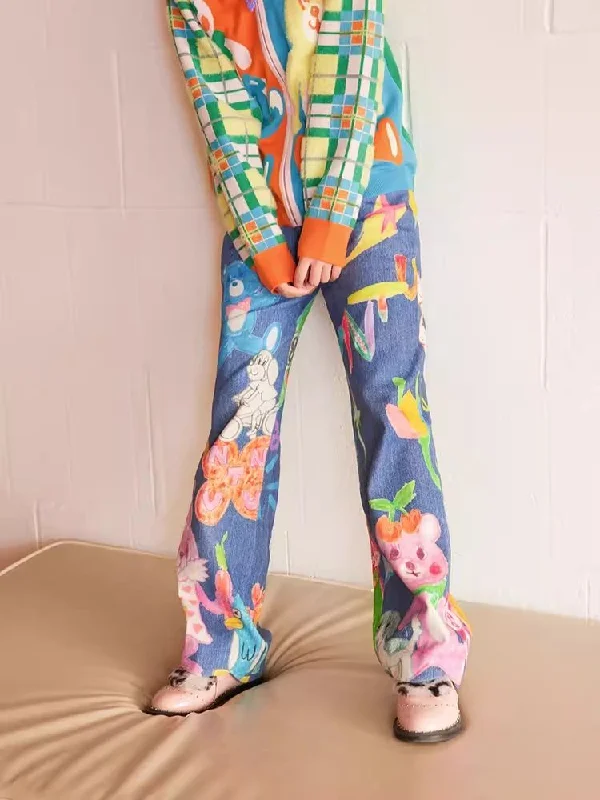 Weekend Savings Bonanza Cute Cotton Animal Print Jeans【s0000006203】