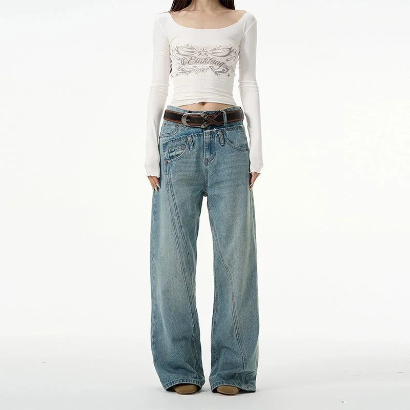 Weekend Deals That Sizzle Irregular Seam Line Jeans