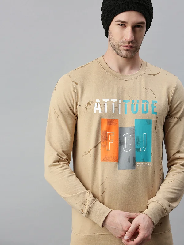 Daily Deals Men Solid Beige Sweatshirt