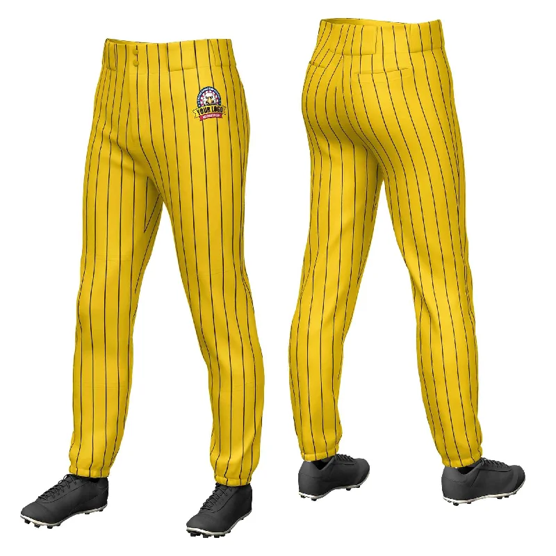 New Arrival Custom Yellow Black Pinstripe Fit Stretch Practice Pull-up Baseball Pants New Arrival Custom Yellow Black Pinstripe Fit Stretch Practice Pull-up Baseball Pants