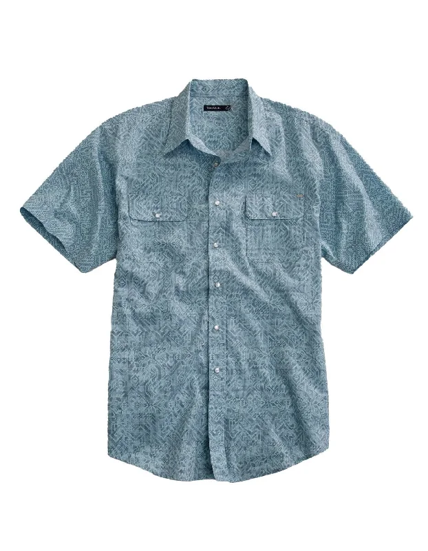 Weekend Deals That Sizzle Tin Haul Mens Dot Matrix Aztec Blue 100% Cotton S/S Shirt