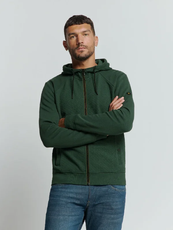 Reduced Prices Hooded Vest with Jacquard Pattern: Comfort and Style in One | Dark Green