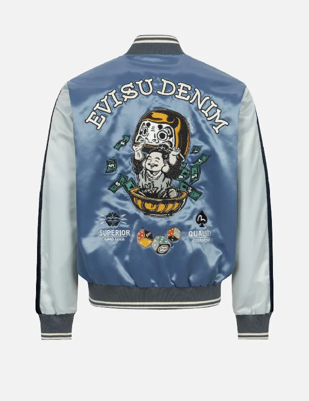 Super Sale Playful Godhead and Daruma Embroidery Relax Fit Souvenir Jacket