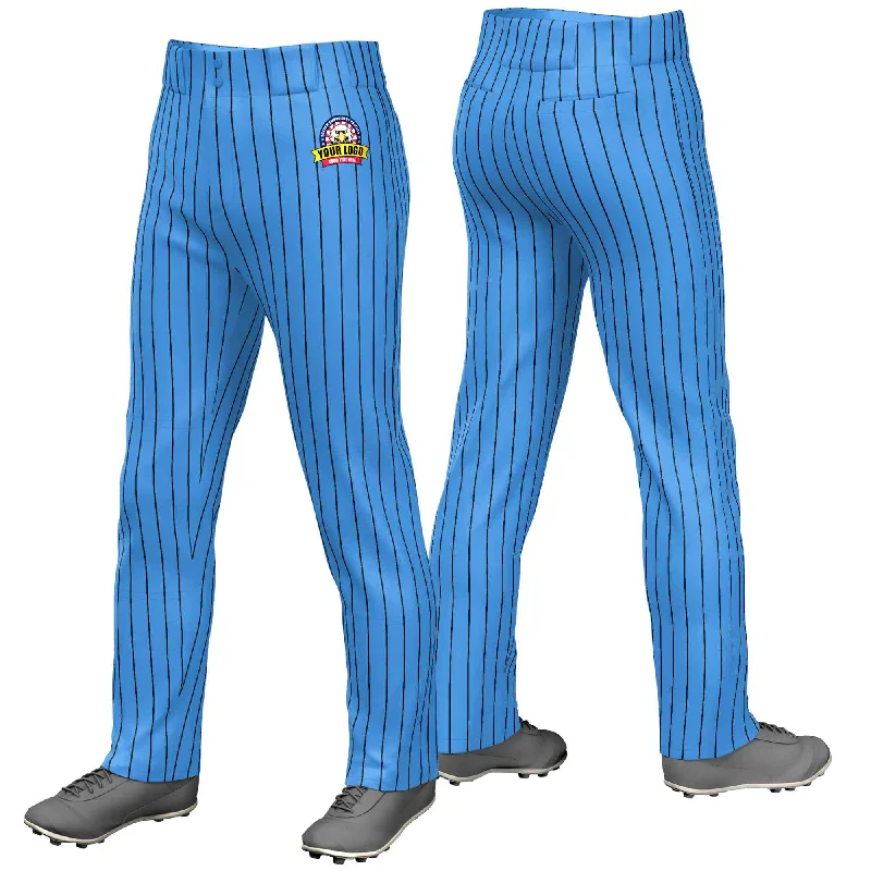 Act Now Custom Powder Blue Black Pinstripe Fit Stretch Practice Loose-fit Baseball Pants